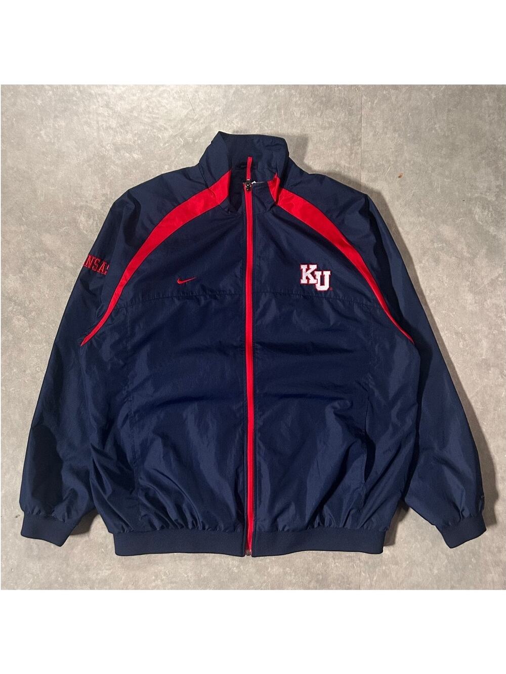 2000's Vintage Kansas Jayhawks Embroidered Nike Navy Track Jacket -XL